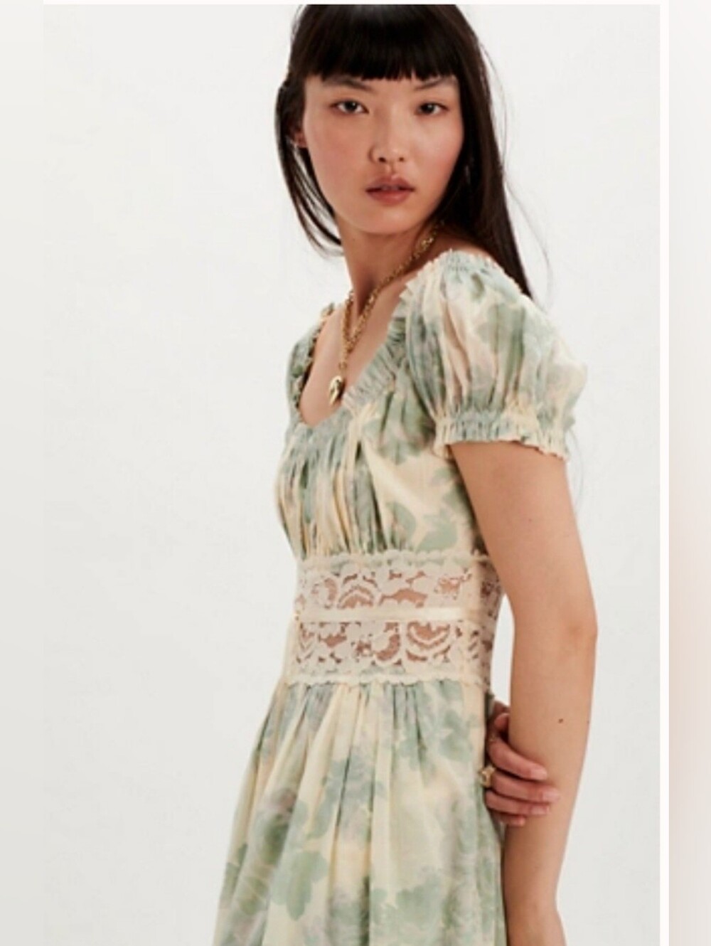 Free People NWT Floral & Lace Midi Dress